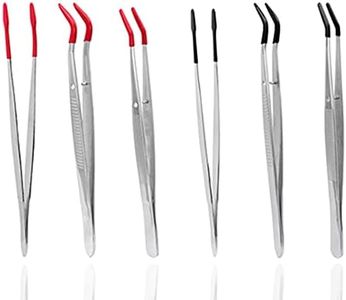 Yakamoz 6 Pcs Tweezers with Rubber Tips Tweezers PVC Coated Tweezers Set,Rubber Wide Flat Tip Tweezers Large Curved Tip Tweezers Small Curved Tip Tweezers for Lab Industrial Jewelry Craft Tool