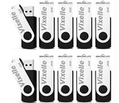 Vixelle 10 Pack 2GB High Speed USB 2.0 Flash Drives – 360° Swivel Metal Style USB Stick Pen Drive with Keychain Loop – 2GB USB Memory Sticks Bulk Pack for PC, Mac, TV, Car Audio – Black