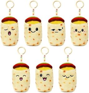 Ausener Weekie Wonders Emotional Burritos Supports, Taco Plush Stuffed Animals Tortillas, Funny Food Gifts for Teens Adults (Full Week Set, Burritos)