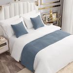 AMBERIS Bed Runner Single Layer Chenille Blue, Modern Style Bed Scarves for Home Hotel Decorations