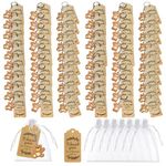 60 packs Party Return Favors, BOSOIRSOU Bear Baby Shower Favors Including Bear Keychains Organza Bags Thank You Kraft Tags for Kids Birthday Party Supplies, School Carnival Rewards