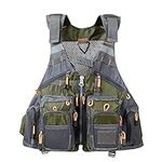 AFR&RF Outdoor Reflective Life Vest Survival Backpack Safety Jacket Multi Pockets Fishing Photography Vest Waterproof Life Jacket,Green,One Size