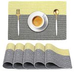 HOKIPO Ribbed Cotton Placemats (Yellow) Set of 6- IN71-YLW