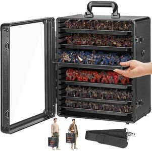 ONULISS Miniature Carrying Case, Magnetic Miniature Display Holder with 5 Metal Trays & Adjustable Shoulder Strap, Transport & Storage for Collectible Figures, Compatible with Warhammer 40K, Gift