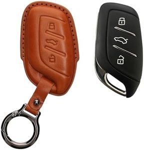 kwmobile Accessoire Clef de Voiture Compatible avec MG 3-Touches ZS MG4 MG5 MG6 Coque - Coque clé de Voiture en Cuir véritable avec Porte-clés - Marron