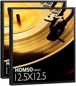 Homso 12.5 x 12.5 Vinyl Record Frame Set of 2 in Black - Metal Aluminum Music Album Frames for Vinyl Records for Wall to Display - Record Album Frames for the Wall Hanging Hardware Included