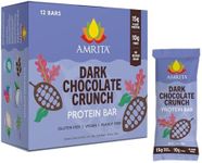 Amrita Nut Free Vegan Protein Bars (12 Count), Dark Chocolate Quinoa 15g Plant-Based Protein Bar, Peanut-Free, Gluten Free, and Dairy-Free, No Added Sugar, High Fiber, Healthy Snacks for Kids/Adults