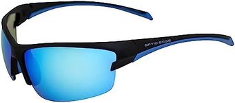 Optic Edge Cliff Weil Breakaway Wraparound Sports & Motorcycle Sunglasses for Men or Women Semi-Rimless Matte Black Frame w/Dielectric Blue Mirror Lens