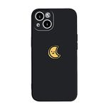 Casechics Compatible with iPhone Case,Silicone Cute Couple Matching Cartoon Sun Moon Camera Lens Protection Soft Shockproof Cover Phone Case (Blackmoon,iPhone 13)