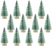 Juvale 12 Pack Mini Christmas Trees for Tabletop, Xmas Holiday Home Indoor Decorations, 4.25 x 2 inches