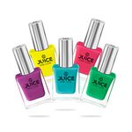 JUICE Quick-dry, Long Lasting, Chip Resistant, Gel Glossy Finish, High Gloss, F&D APPROVED COLORS & PIGMENTS, One Coat, 5 in 1 Nail Polish Combo 17 11ml each .