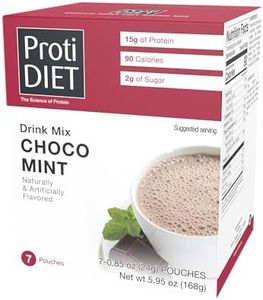 ProtiDIET High Protein Hot Choco Mint Drink Mix - Low Sugar, Non Fat, Quick and Easy-to-Prepare Hot Chocolate Mint High Protein Drink with Collagen for Adults - 7 packets Per Box