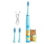 US1984 Sonic Electric Toothbrush for Kids with 4 Modes, 3 Brush Heads & Rechargeable Battery, Ultra Soft Nylon Bristles, IPX7 Waterproof, Electric Power Tooth brush (Blue)