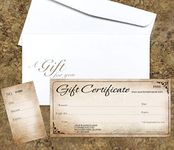 IMPACTONLINEPRINTING Custom Gift Certificates For Business - Add Your Store Name and Address, Comes with Free matching Envelopes and Sequential Numbering Printing (Rustic Brown)