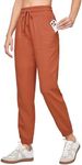 Willit Women Linen Pants Joggers Casual Lightweight Lounge Pants Cotton Linen Travel Beach Summer Pants with Pockets Orange XL