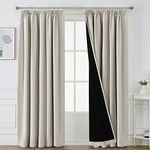 BellaHills 100% Blackout Curtains for Bedroom Thermal Insulated Curtains & Drapes Blackout Curtains Pencil Pleat Curtains for Living Room with Black Liner 2 Panels, 90 x 90 Inch, Pumice Stone