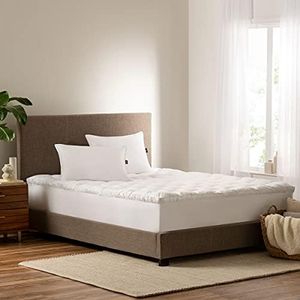 SERTA Down Illusion Soft Hypoallergenic 2 inch Pillowtop Simple Fit Mattress Topper, King, White