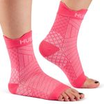 HUEGLO 4 Pairs Neuropathy Neuro Socks Plantar Fasciitis Socks Compression Socks for Women Men Ankle Support Brace for Weak Sprained Ankle Breathable Anti-Slip Foot Support Brace (L, Pink)