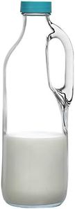 Pasabahce Basic Glass Milk/Juice/Water Bottle 1400 ml 1 Piece, Blue Lid