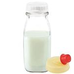 Kitchentoolz 12 Oz Square Glass Milk Bottle with Lids- Perfect Milk Container for Refrigerator - 12 Ounce Glass Milk Bottle with Tamper Proof Lid and Pour Spout - Pack of 1