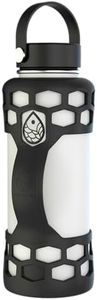 REUZBL Bottle Bumper Silicone Sleeve Protector with Handle for Hydro Flask 21oz 24oz 32oz 40oz (Black, 40oz)