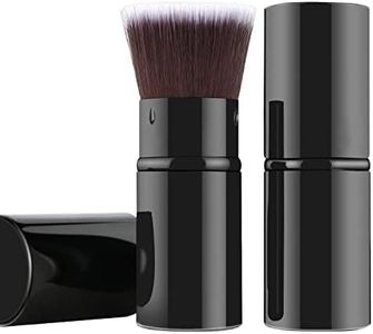 Falliny Cepillo de maquillaje retráctil para base, cepillo de maquillaje Kabuki de viaje, cepillo de base líquida portátil con tapa, perfecto para mezclar líquidos, crema o cosméticos
