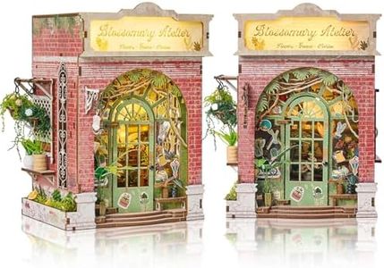 Foyucool DIY Book Nook Kit, Miniature Dollhouse Bookshelf Insert with Light, Laser-Cut Wooden Craft Set for Adults, Perfect for Teens and Adults, Blossomary Shop