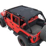 Shadeidea Jeep Wrangler Sun Shade JK Unlimited 4 Door Front and Rear-Black Mesh Screen Sunshade JKU Top Cover UV Blocker with Grab Bag-One time Install 10 years Warranty