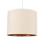 MiniSun Small Modern Beige & Gold Cylinder Ceiling Pendant/Table Lamp Drum Light Shade