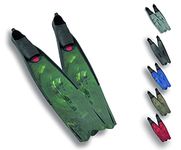 SEAC Motus Italian Design Long Blade Fin for Spearfishing and Freediving Fins, Green Camo - 11-12 | 45/46