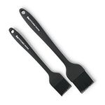 Kitchen Mama Silicone Basting Pastry Brush: Set of 2 Heat Resistant Basting Brushes for Baking, Grilling, Cooking and Spreading Oil, Butter, BBQ Sauce, or Marinade. Dishwasher Safe(Metal Grey)