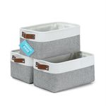 OrganiHaus Small Fabric Storage Bins for Shelves 3 Pack, 12x8in Closet Storage Bins for Shelves, Cloth Baskets for Organizing, Linen Closet Organizers, Fabric Basket, Gray/White