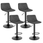 WOLTU Bar Stools Set of 4 Bar Chairs Breakfast Dining Stools for Kitchen Island Counter Velvet Dark Grey Bar Stools for Home Pub, Barstools with Backrest, Footrest, Seat Height 59.5-81cm BH315dgr-4-UK