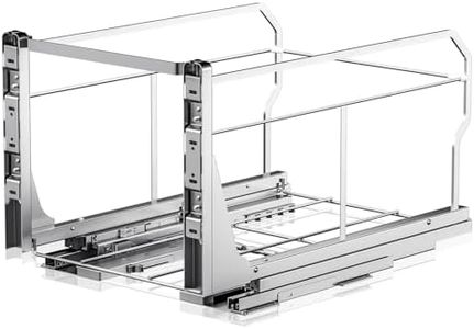Insputer Pull Out Trash Can Under Cabinet with Push to Open Slides, Heavy Duty Under Sink Garbage Can Kit for Kitchen, Laundry, Not Included Bin, Requires 15" W X 18" D Cabinets (Updated)