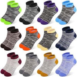 GENTABY 12 Pairs Boys Socks Toddler Ankle Athletic Socks Kids Low Cut Sport Sock for boys girls 8-10 Years