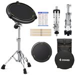 Donner Drum Practice Pad Snare Drum Stand Kit - Include 12'' Silent Drum Practice Pad, Drumsticks, Snare Stand, Backpack Adjustable Stand Fits 10''-14'' Dia Drums(Black)