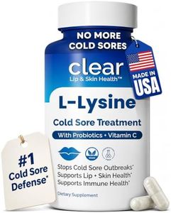 Lysine Cold Sore Treatment for Lips with Pre-Probiotics & VIT C | 1 Month Supply | Supercharged Lysine Capsules with Rhamnosus & Acidophilus for Cold Sores Relief, Skin + Gut Health & Immune Support