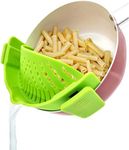 YEVIOR Clip on Strainer for Pots Pan Pasta Strainer, Silicone Food Strainer Hands-Free Pan Strainer, Clip-on Kitchen Food Strainer for Spaghetti, Pasta, Ground Beef Fits All Bowls and Pots (Green)