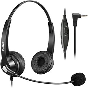 2.5mm Phone Headset with Microphone Noise Cancelling & Volume Controls, Office Telephone Headphone Compatible with Panasonic AT&T VTech RCA Cisco SPA Cordless Landline Phones, Ultra Comfort