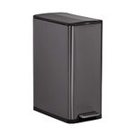 Rubbermaid Elite Stainless Steel Slim Step-On Trash Can for Home and Kitchen, 11.8 Gallon, Charcoal