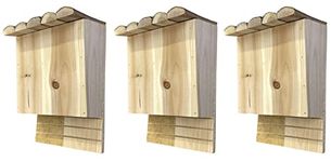 Selections Pack of 3 Large Wooden Bat Roosting Nesting Box Wildlife Habitat Shelter