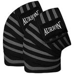 AURION by 10 club Knee Wraps - 1Pair (Black) | Cross Training Gym Workout Weightlifting | Knee Straps for Squats | Fitness Support for Men & Women | 78"-Compression and Elastic Support