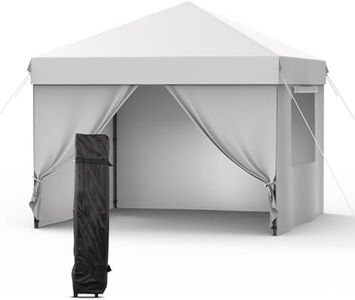 GarveeTech Grey 10x10 Pop Up Canopy with 4 Removable Sidewalls and Windows, 3 Adjustable Heights Commercial Shelter, Portable Enclosed Instant Tent with Wheeled Carry Bag, Waterproof Outdoor Gazebo