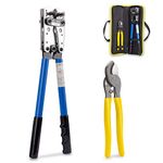 Battery Cable Lug Crimper Tool 6-50mm², Wire Crimping Tool, Hand Electrician Pliers for Crimping Wire Cable with Cable Cutter for 10,8,6,4,2 and 1/0 AWG Wire Cable Cutting and Crimper with Storage Bag