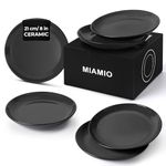 MIAMIO – 6 x Plate/Dinner Plate Set Stoneware Ceramic Tableware Set - Le Papillon Collection (Black, 21 cm)