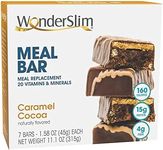 WonderSlim Meal Replacement Protein Bar, Caramel Cocoa, 15g Protein, 20 Vitamins & Minerals, Gluten Free (7ct)