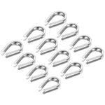 PATIKIL 4mm 3/16 Inch Wire Rope Thimble, 12Pack Cable Thimbles 304 Stainless Steel Rigging for Boat Rigging