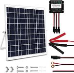 HISUNAGE Solar Panel 20W 12V with Solar Battery Trickle Charger Maintainer, Upgrade Controller and Adjustable Mount Bracket for Boat Car RV Motorcycle Marine Automotive