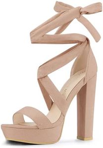 Allegra K Women's Lace Up Platform Heels Nude Sandals 10.5 M US