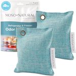 Moso Natural Fridge Deodorizer | Bamboo Charcoal Freezer & Refrigerator Odor Eliminator | Long-Lasting Air Purifying Bag to Eliminate Refrigerator Odor | More Powerful than Baking Soda (2 Pack)